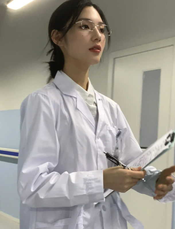 不怕去醫院了！走廊裡驚見「清冷美女醫生」顏值爆表　低下頭「絕美側臉線條」真實身份曝光